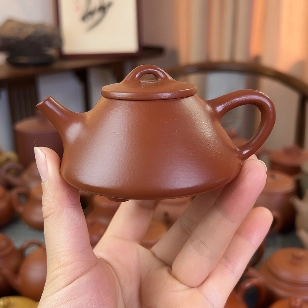 紫砂茶壶精品 子冶石瓢 朱泥 130cc