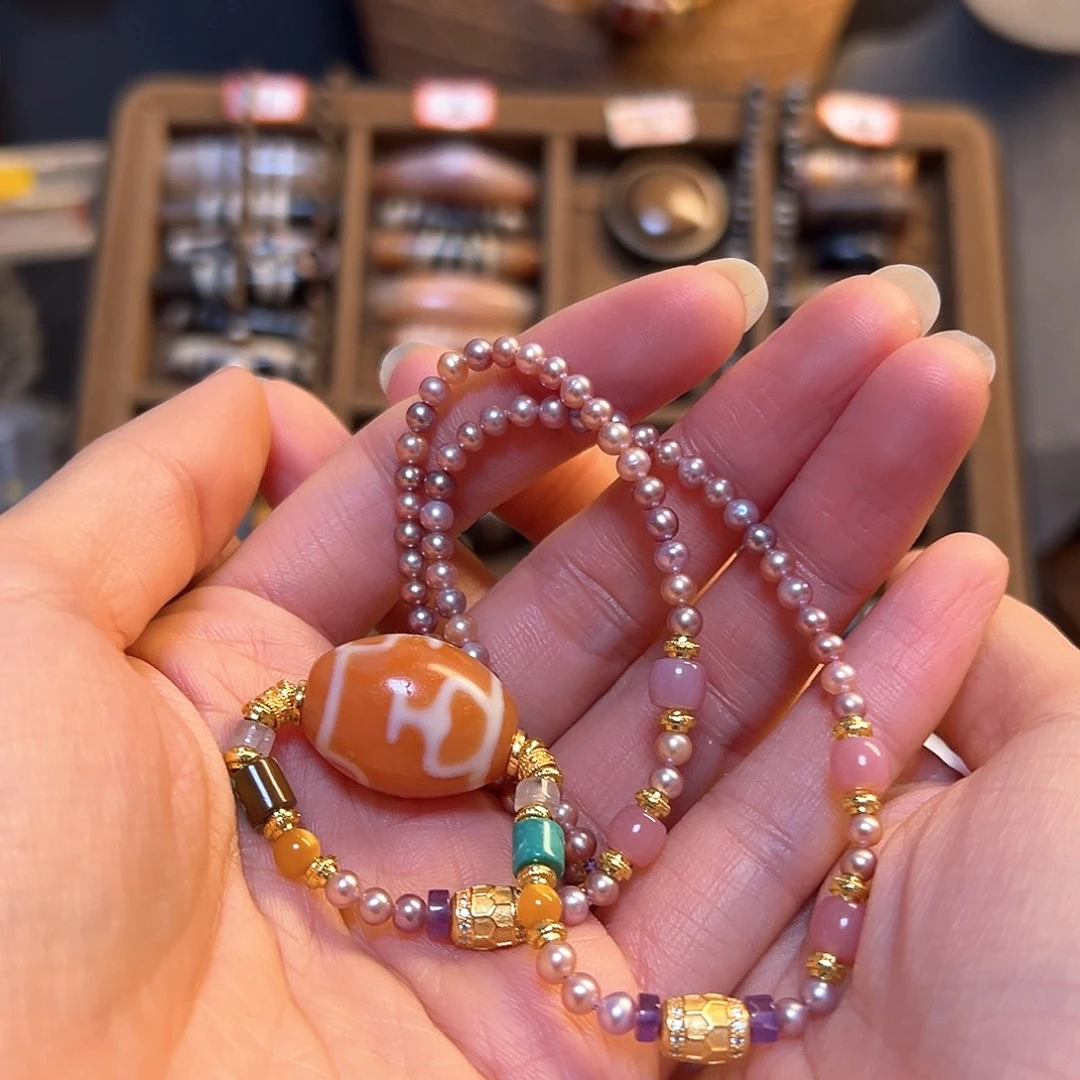 石英石纯铜锁骨链