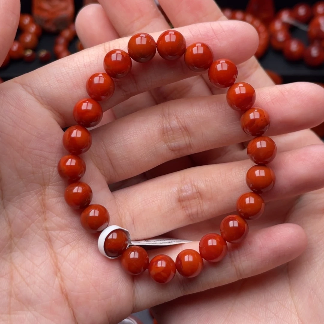 南红玛瑙未镶嵌珠宝奇石单圈8.5mm