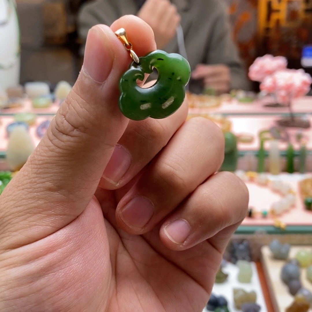 和田玉（碧玉）银S925镶嵌吊坠(不含链)