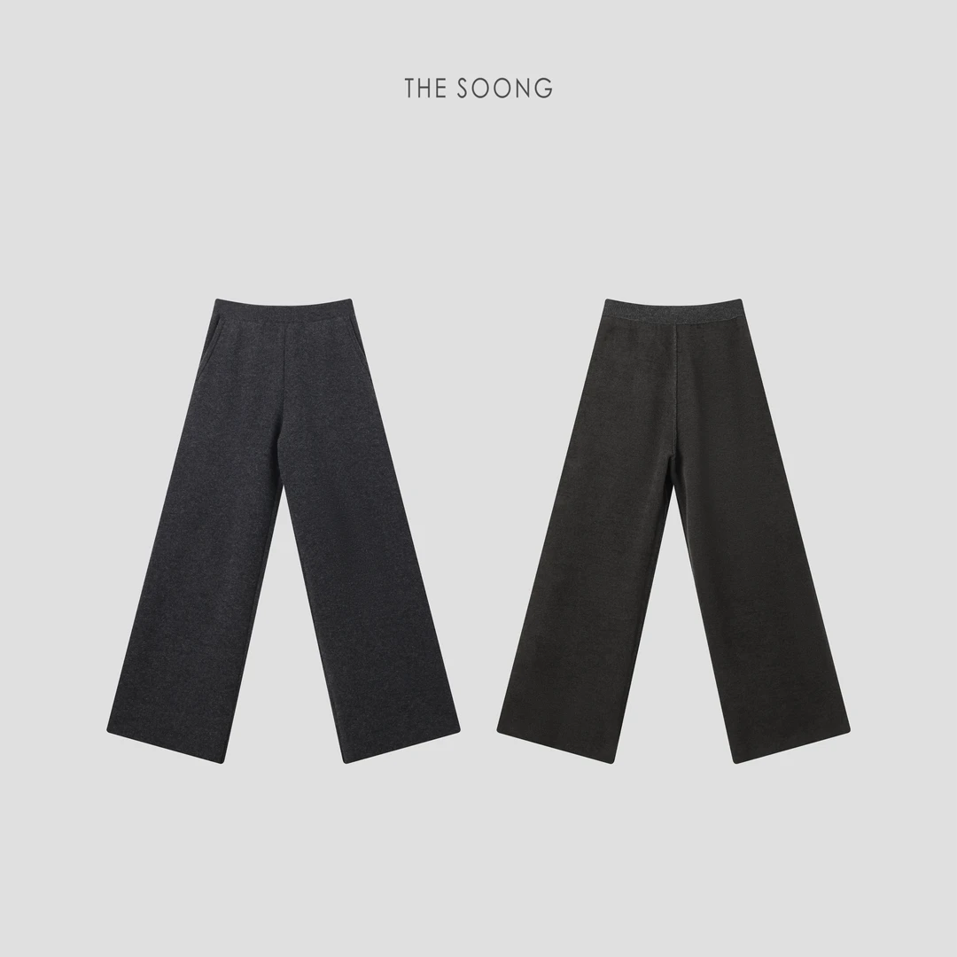 THESOONG|"显瘦毛呢裤"绵羊毛保暖雾面肌理感松紧中腰休闲裤Z8272