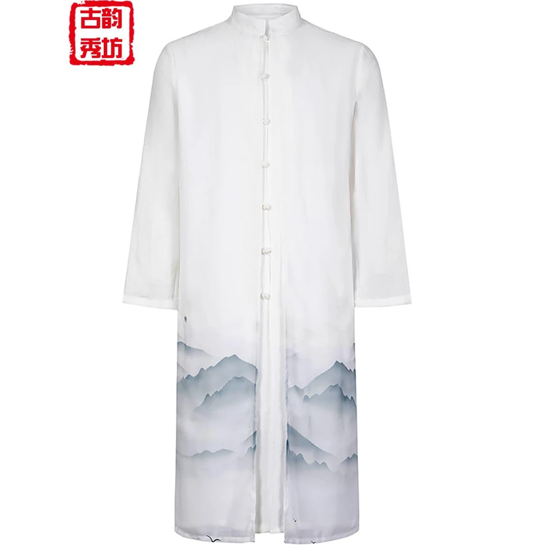 （男女同款）中式长袍唐装亚麻加厚长衫中国风演出服太极服