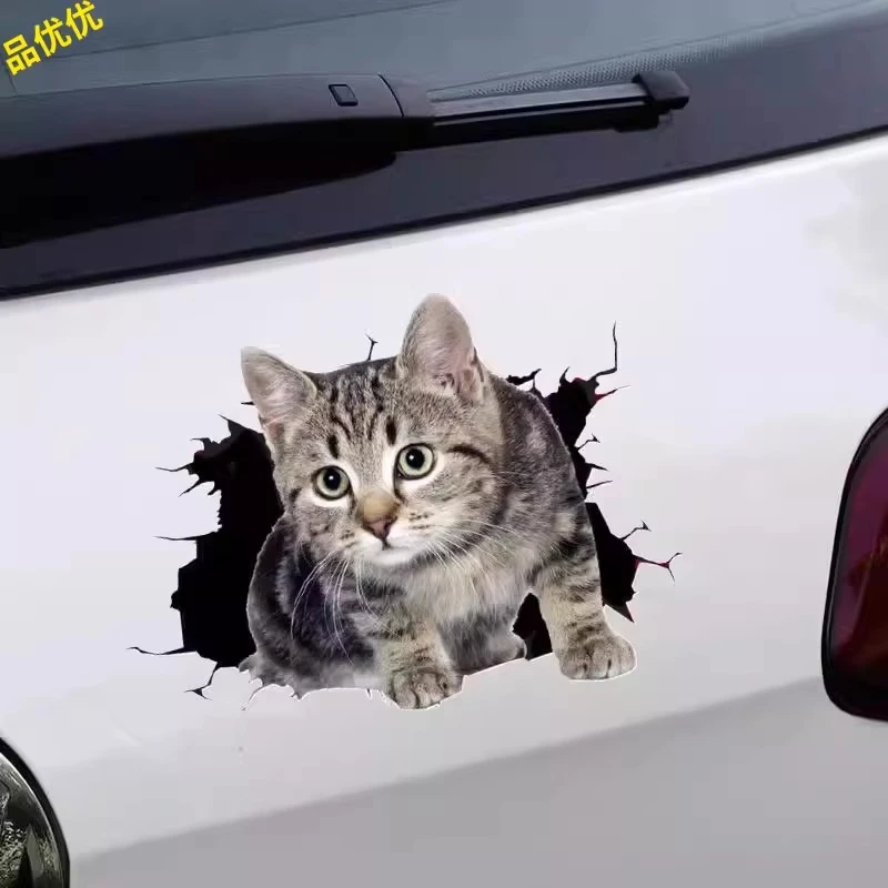 3D猫咪汽车贴纸创意个性遮挡车身车尾划痕刮痕保险杠车窗装饰贴