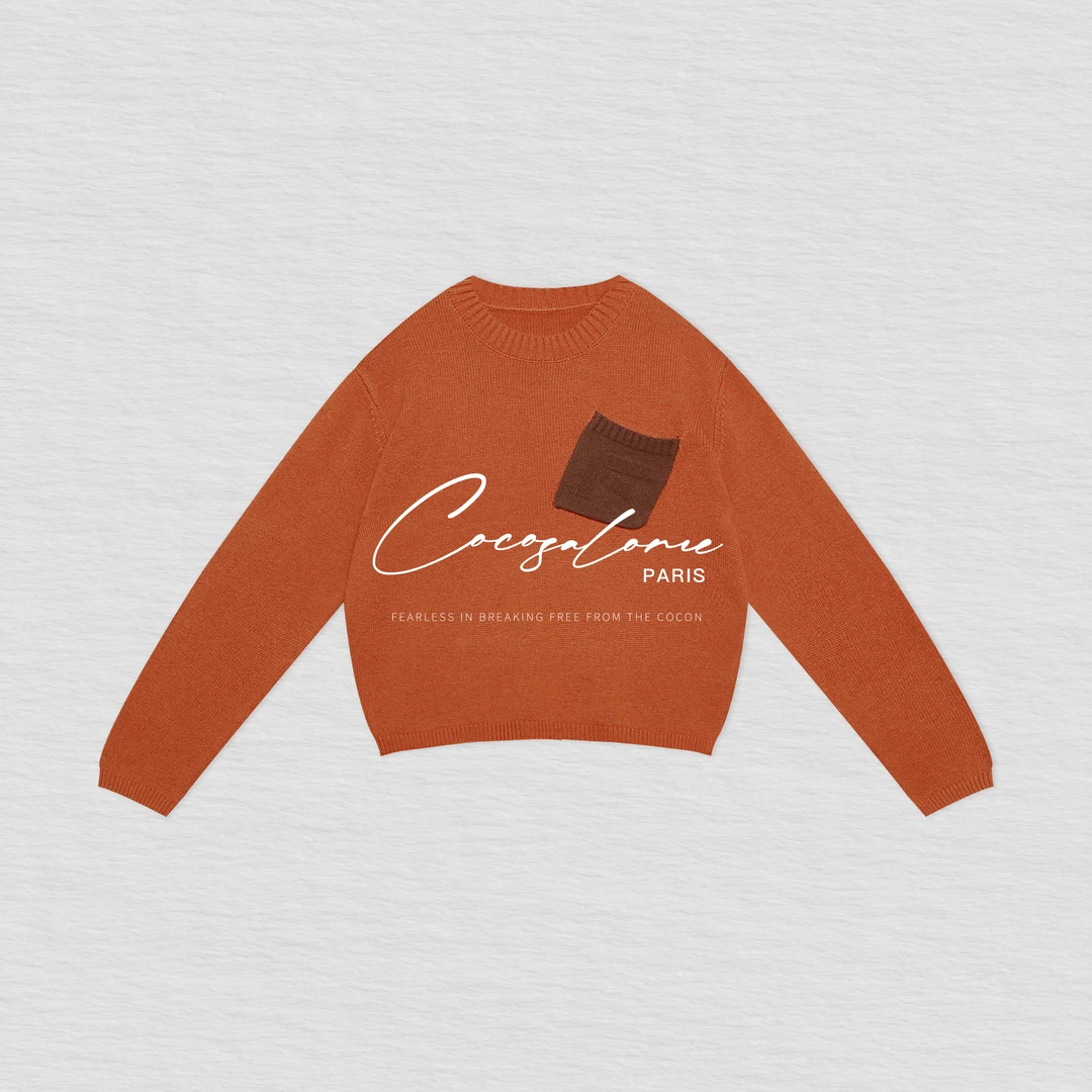 韩彬彬"口袋毛衣"高支绵羊毛混纺艺术撞色多巴胺穿搭毛衣3133-8