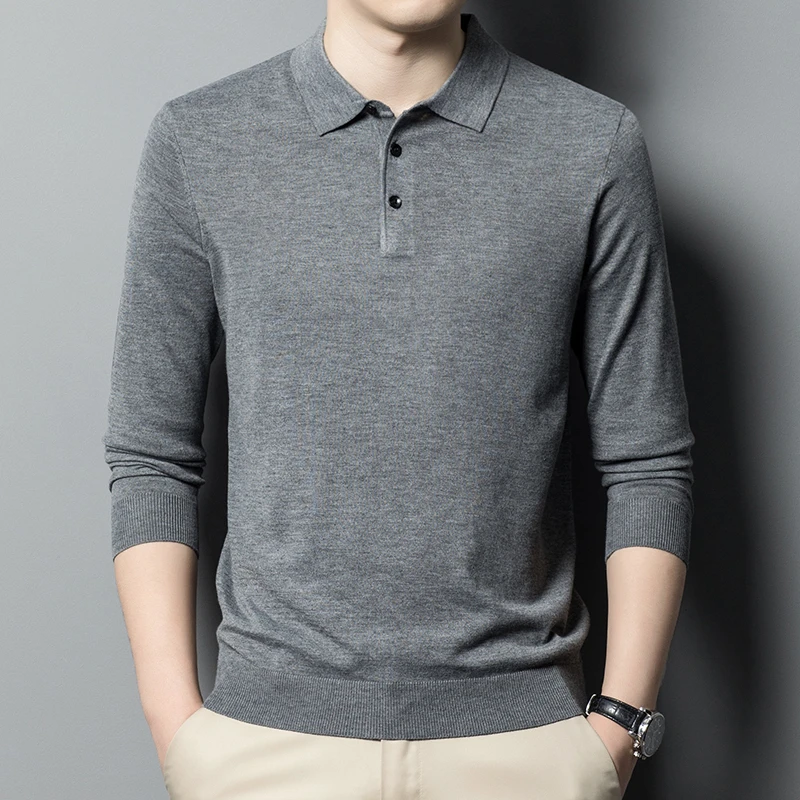 轻奢气质款！新款可机洗POLO羊毛衫翻领长袖宽松百搭男装上衣