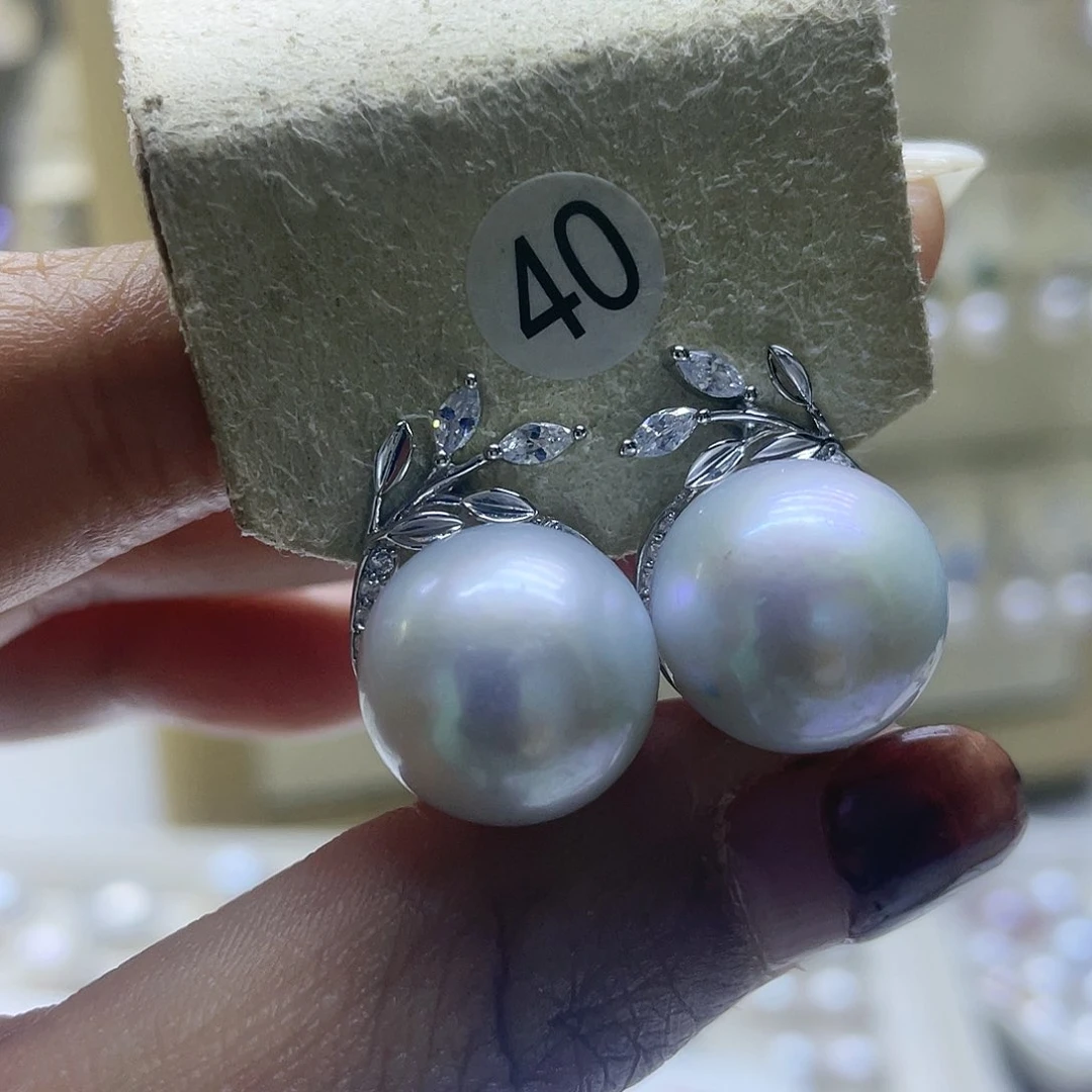 淡水珍珠耳饰银S925镶嵌