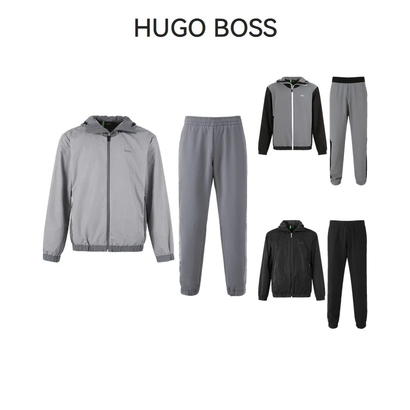 Hugo Boss雨果博斯 男士green防泼水连帽外套运动裤套装50504604