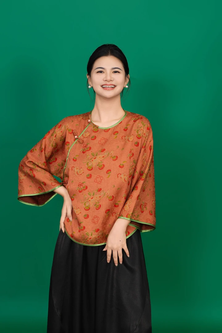 【稚雅】香云纱国风新中式上衣女夏季复古日常文艺民族风