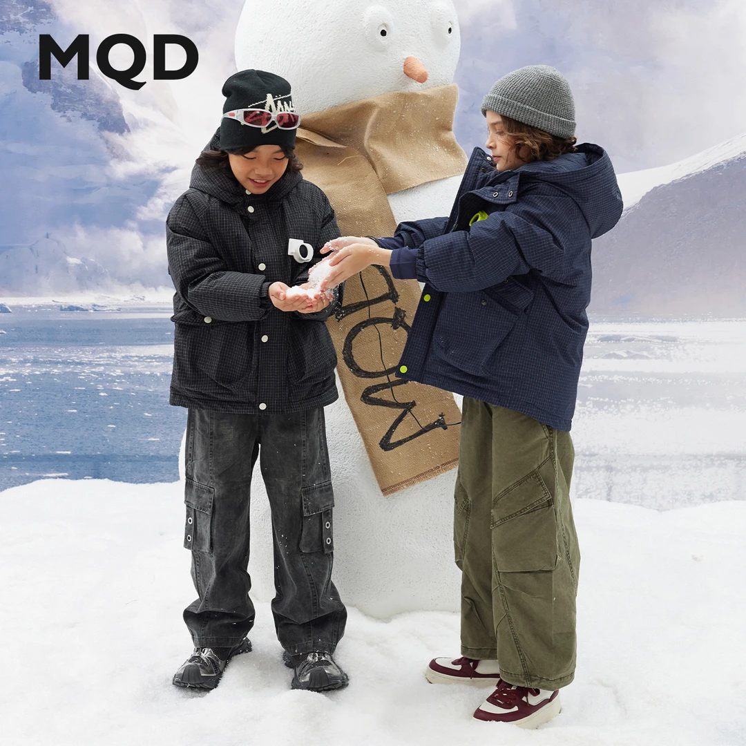MQD电子吧唧儿童羽绒服中大童保暖秋冬加绒连帽时尚加厚休闲冬季
