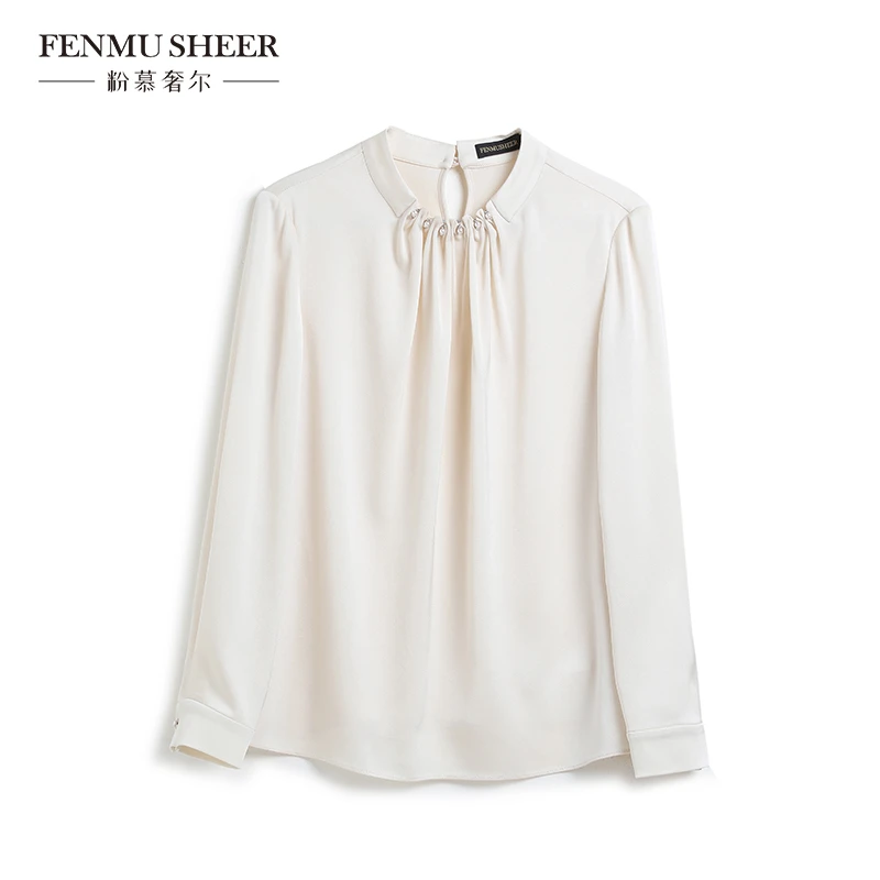 【莉莉专属】粉慕奢尔『极简柔雅』醋酸钉珠褶皱木耳领衬衫上衣G2628