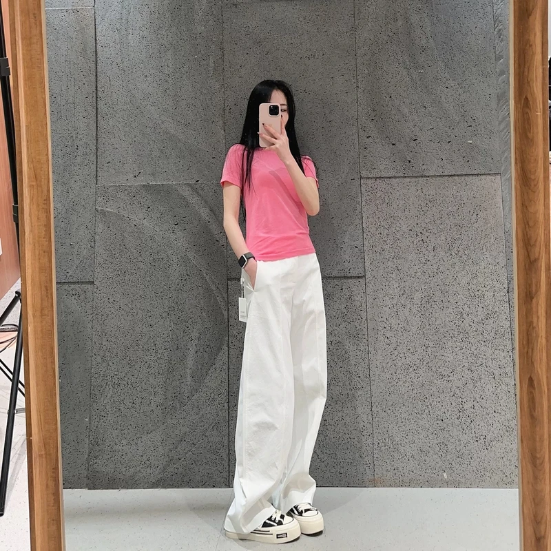 M1595 香蕉裤！裤长102 气质百搭白色阔腿休闲裤 款号YY10686