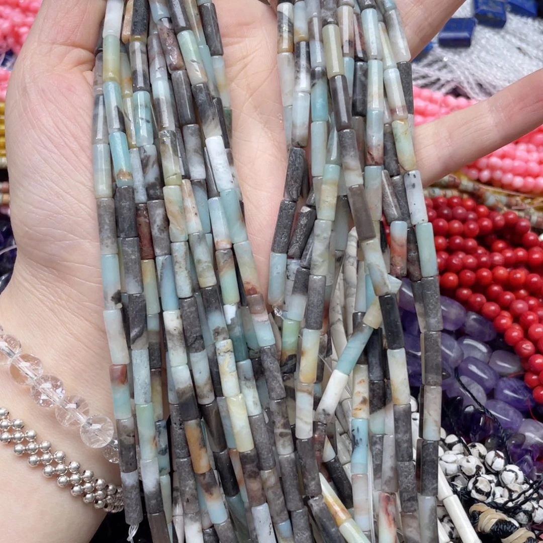 玛瑙/玉髓合金珠宝半成品一条4x13m亚马逊管珠
