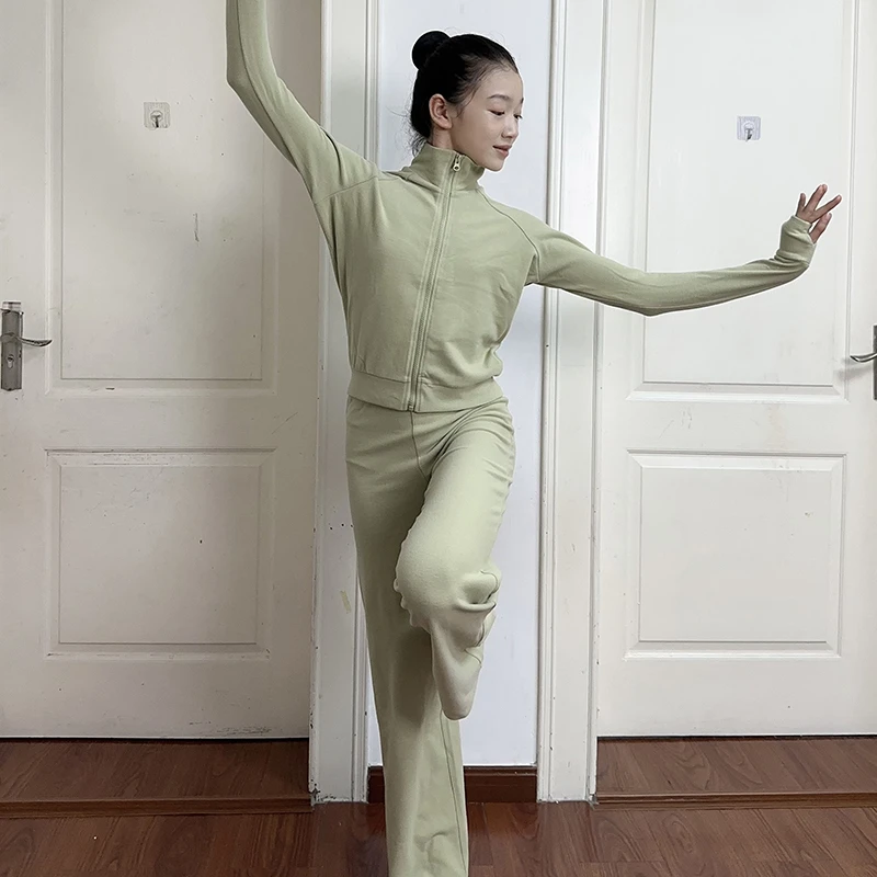 舞蹈运动套装长袖中国舞澳绒秋冬日常现代舞拉丁舞练功服日常可穿