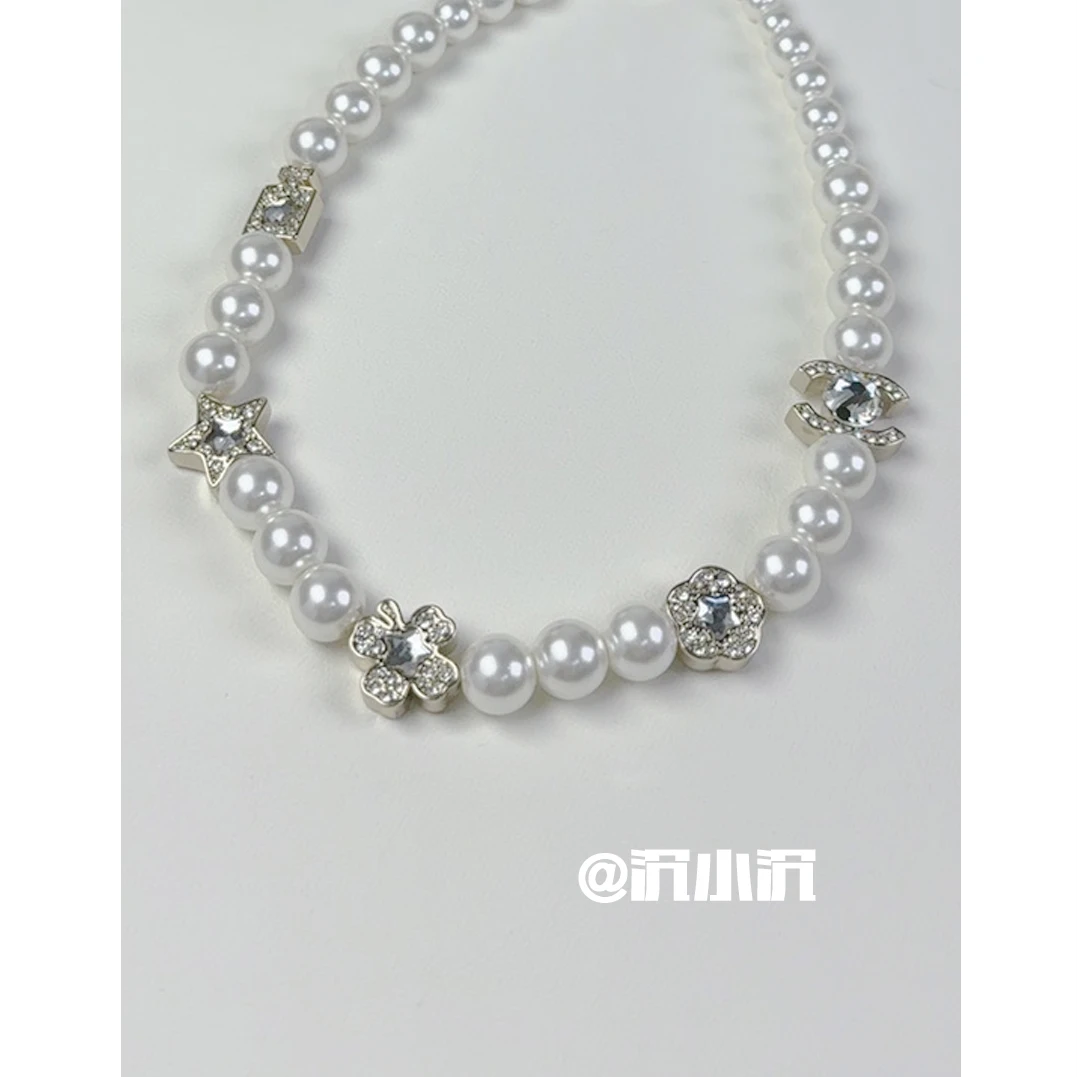 铜合金项链 【四叶草香水瓶珠珠项链C259】休闲轻奢高级百搭项链