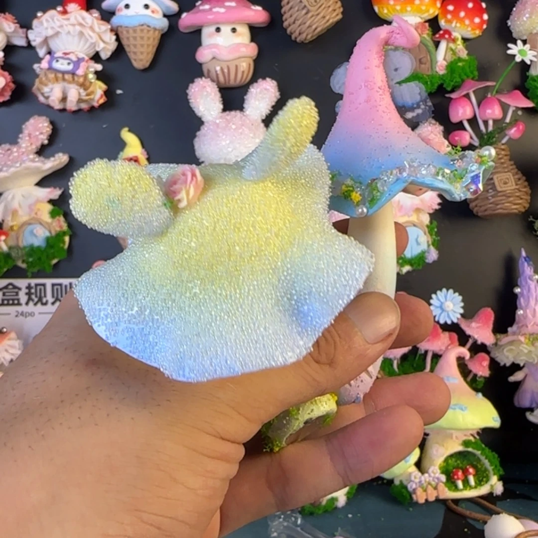 奶***吃双层款树脂粘土蘑菇冰箱贴