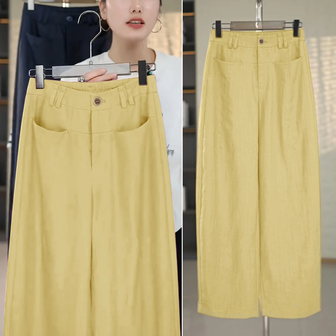 夏季休闲裤女2025新款夏天松弛感裤宽松显瘦阔腿裤天丝亚麻裤子薄