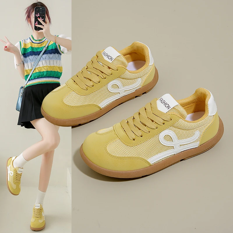 系带百搭德训鞋女2025春季新款爆款夏季百搭网鞋时尚休闲运动板鞋