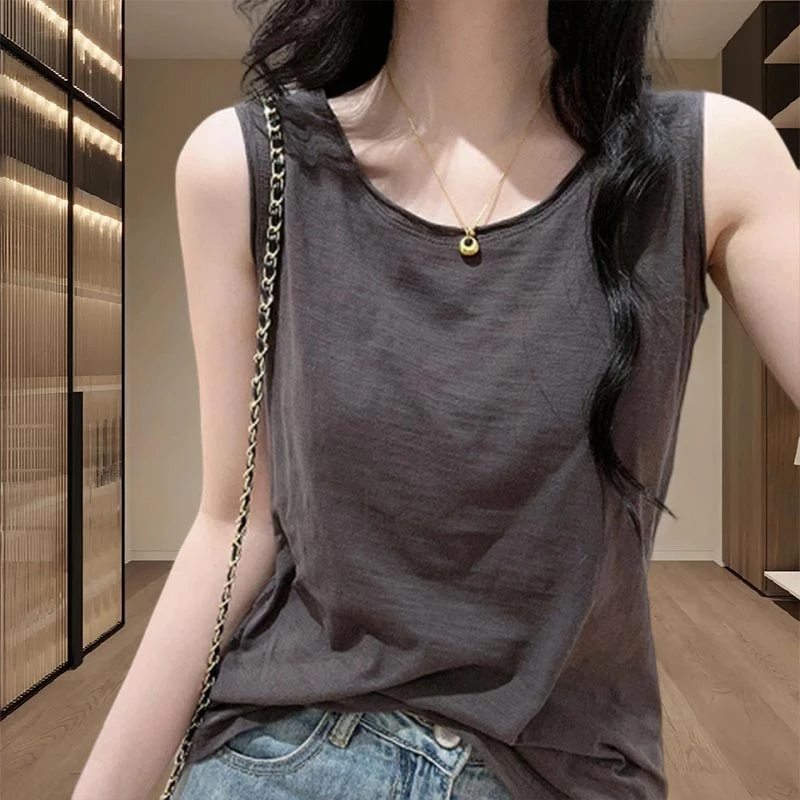 香朵儿洋气休闲设计感背心吊带2025年夏季新款纯色宽松无袖上衣女