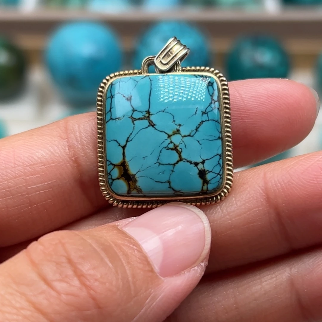 绿松石银S925镀金镶嵌珠宝奇石