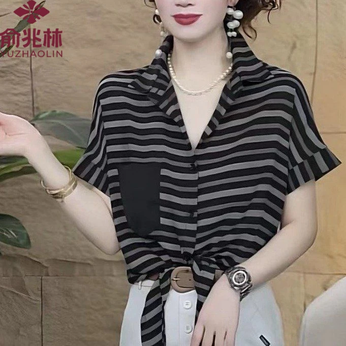 俞兆林显瘦T恤女短袖2025时尚新款妈妈洋气半袖遮肚短款百搭上衣