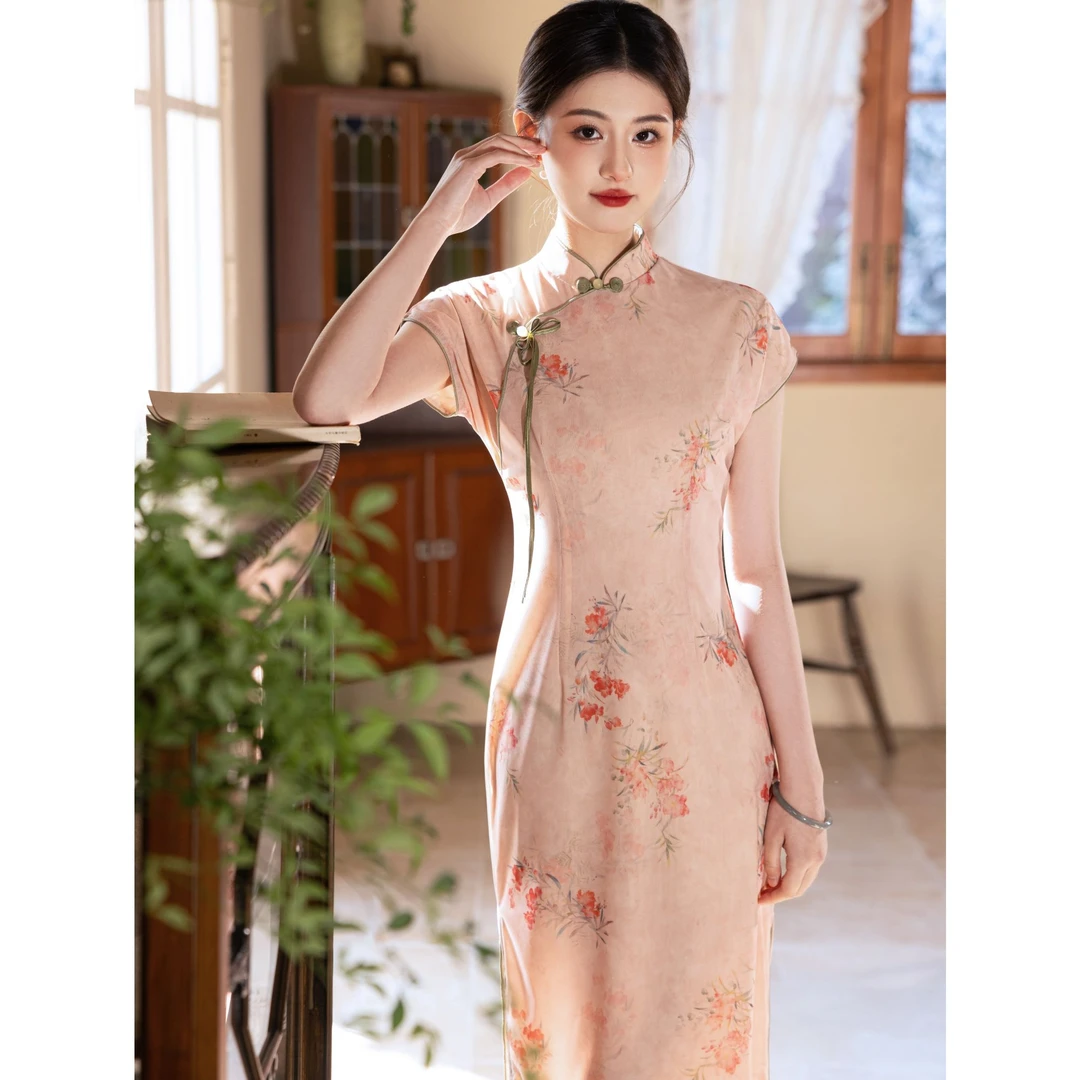 【曲巷流芳】中国风少女气质传统款旗袍新中式日常旗袍双层衣长120