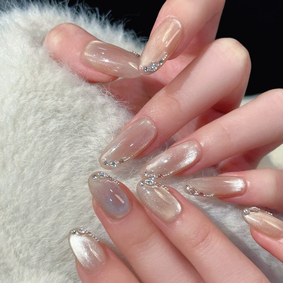 【白月光】纯手工穿戴甲10片高级感显白气质美甲贴片