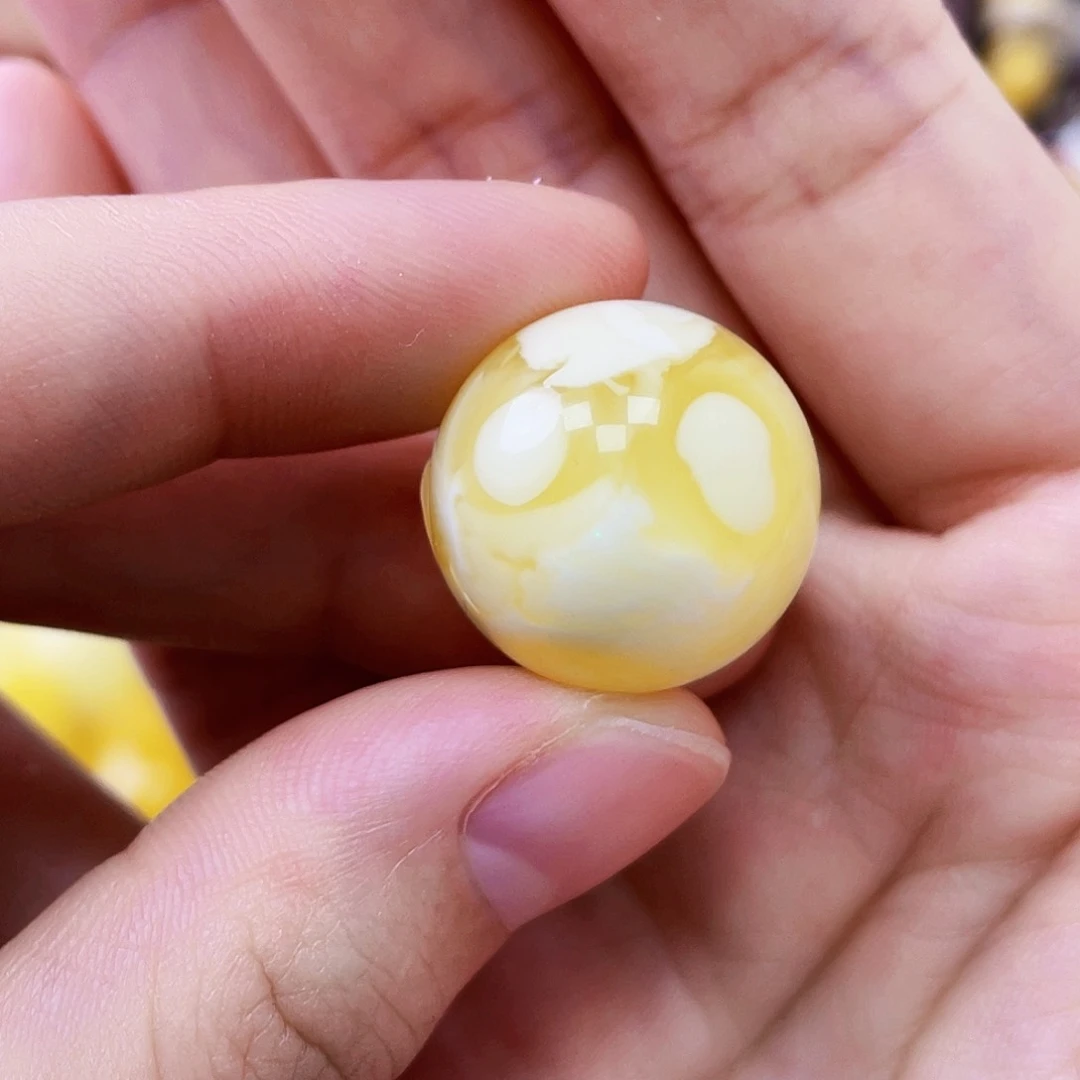 未镶嵌琥珀珠宝奇石19.1mm金瓷白特色妖花