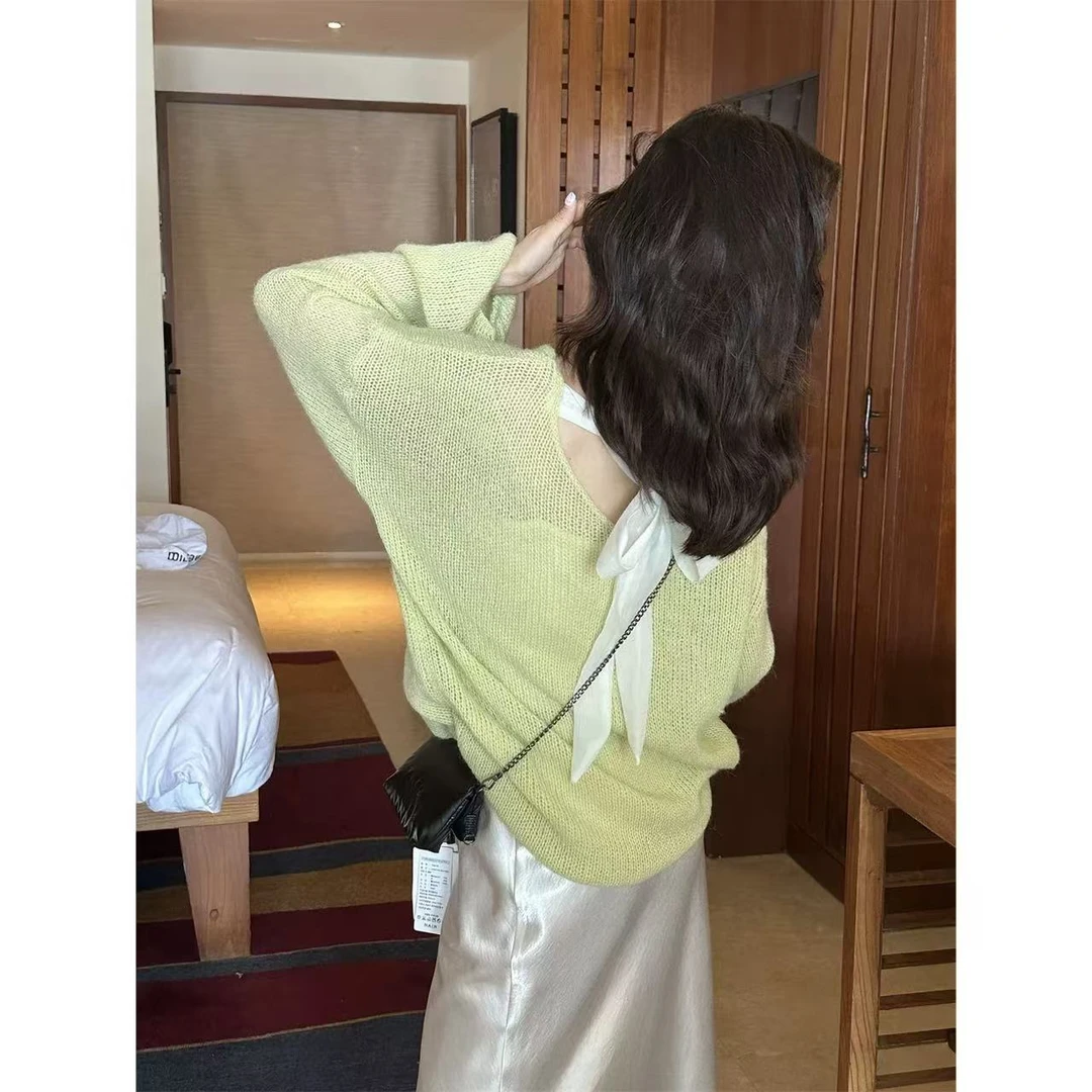 586针织衫女早春新款慵懒韩系奶呼呼气质百搭轻薄宽松套头毛衣女