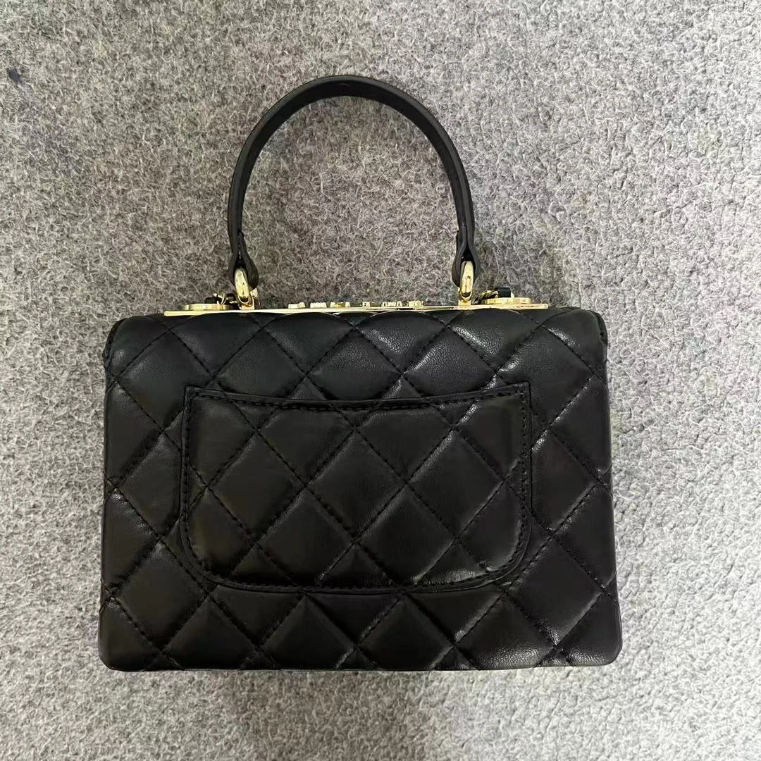 TOLEX2025新款手工时尚百搭卧铁条女包链条手柄黑色20cm