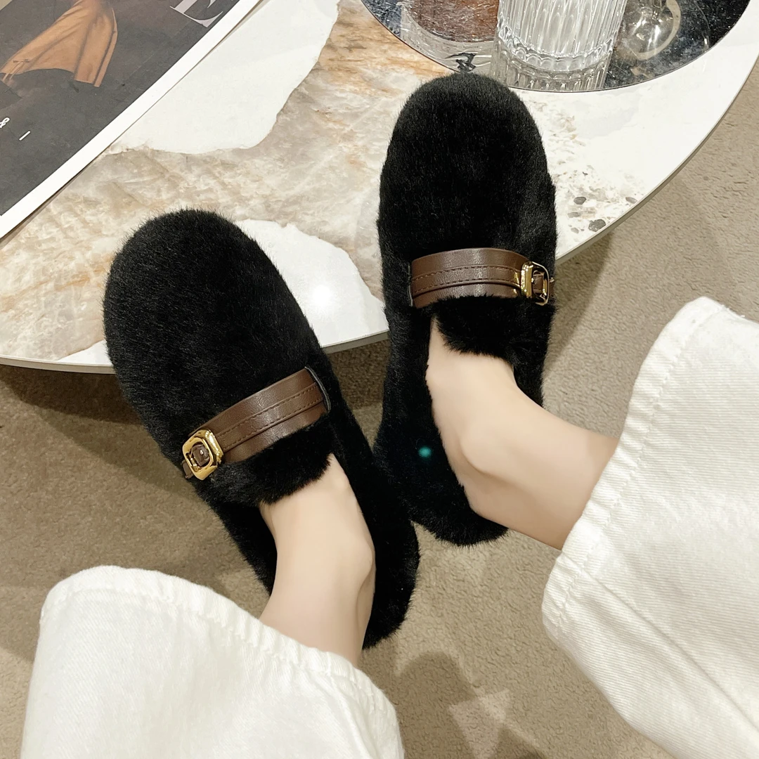 【259】2024冬新款保暖厚底软底加绒女单鞋