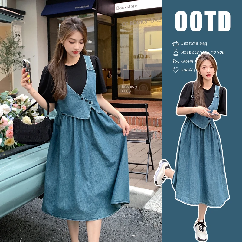 夏季长裙时尚哺乳装连衣裙宽松腰背带裙韩版减龄显瘦洋气月子服潮