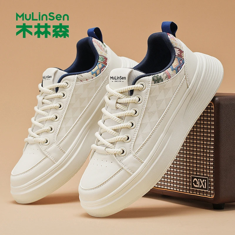 木林森男鞋潮流男士休闲炸街板牌软底厚底增高超轻耐磨运动潮鞋