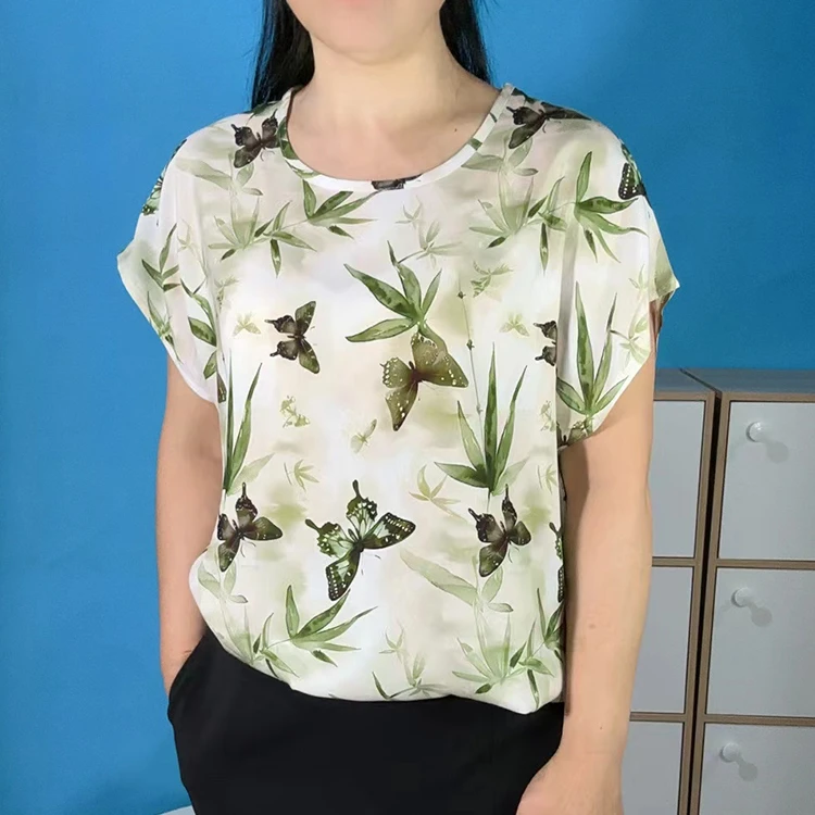 人造棉半袖女士休闲风不起球中国风宽松型衬衫洋气女装小衫田园风