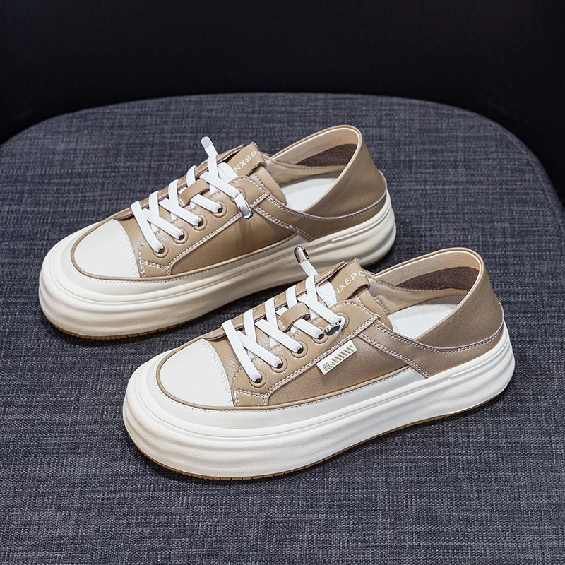 品质两穿小白鞋女2025春季新款爆款复古厚底一脚蹬百搭休闲板鞋子