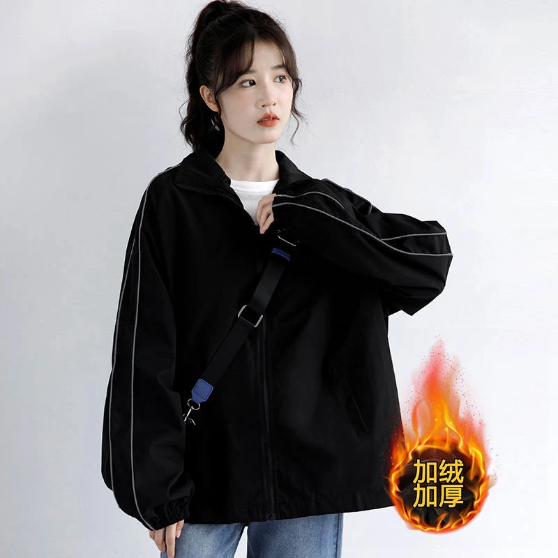 秋冬情侣款冲锋衣夹克男女同款新款时尚潮流休闲百搭外套棉衣加厚