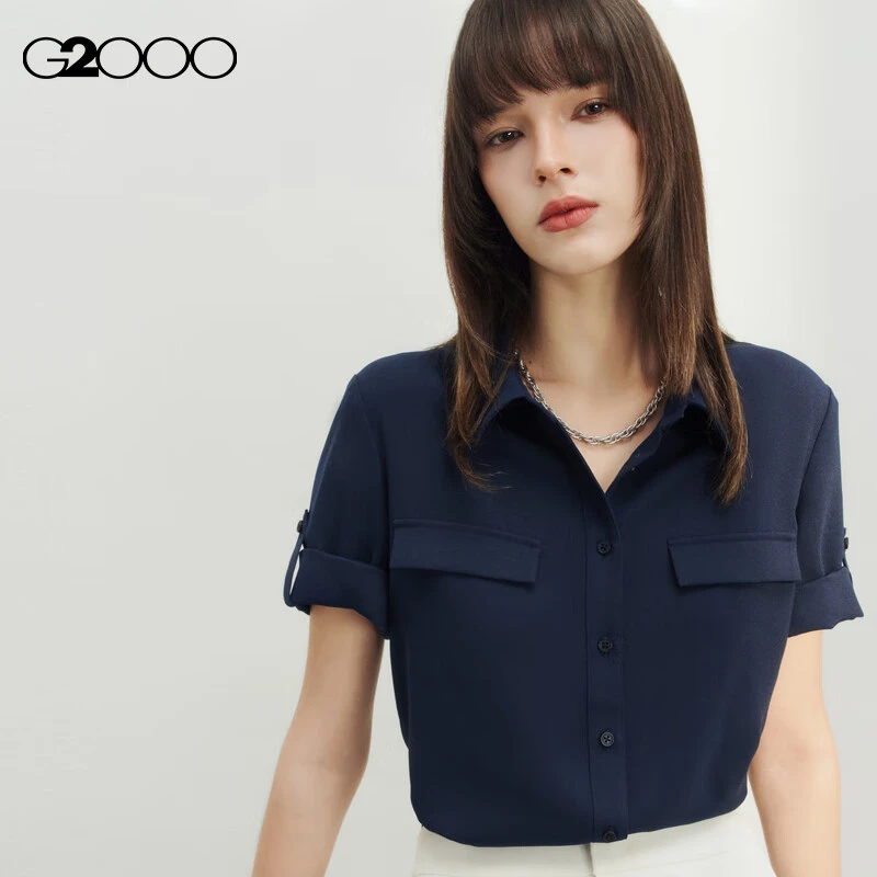 【肌理感】G2000女装春夏商场款可调节袖口休闲短袖衬衫