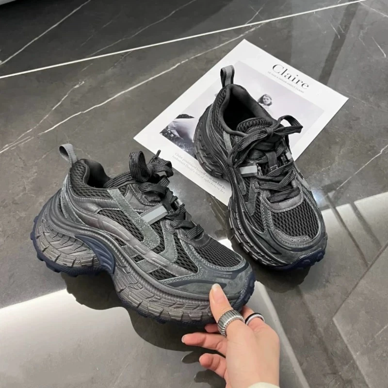 加绒厚底老爹鞋女2025冬季新款松糕底增高小个子百搭运动休闲鞋子