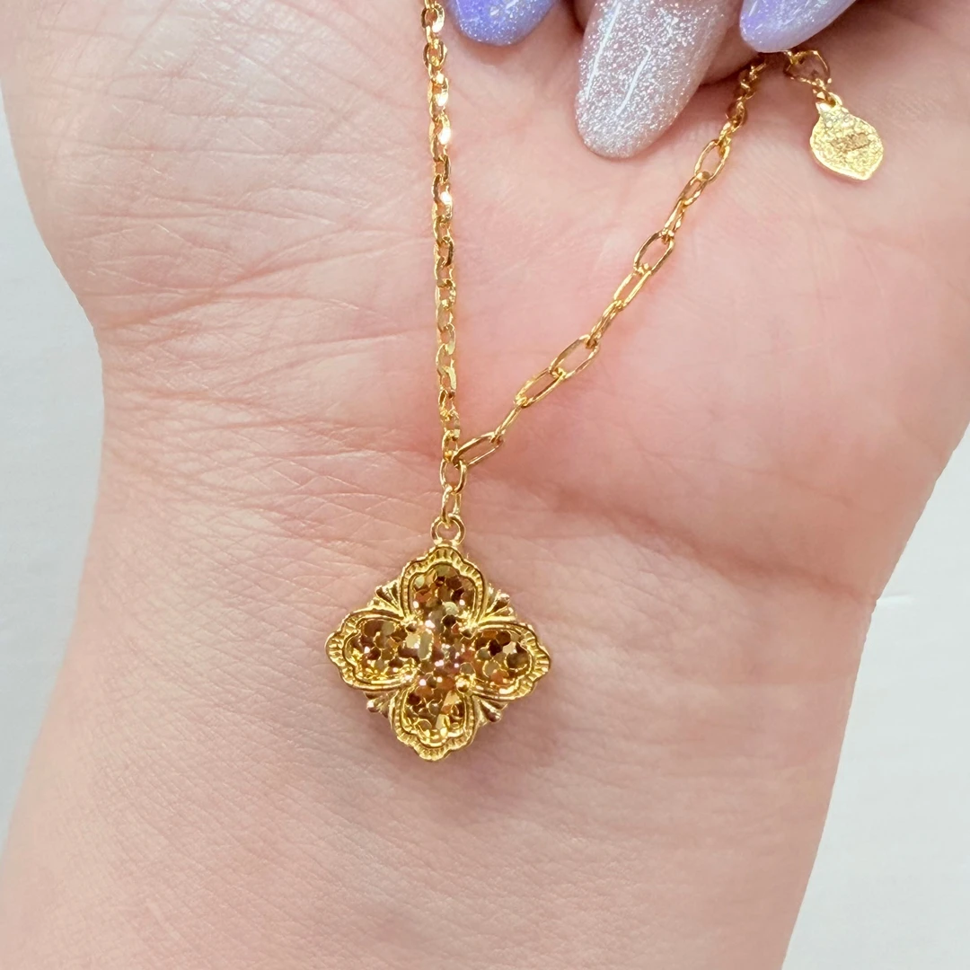 【金项链】爆闪四叶草黄金套链5G足金999精致百搭送女友零附加