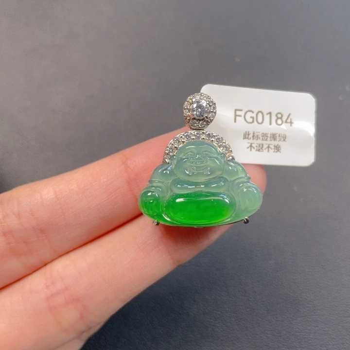 飞***雀吊坠(不含链)银S925镶嵌翡翠