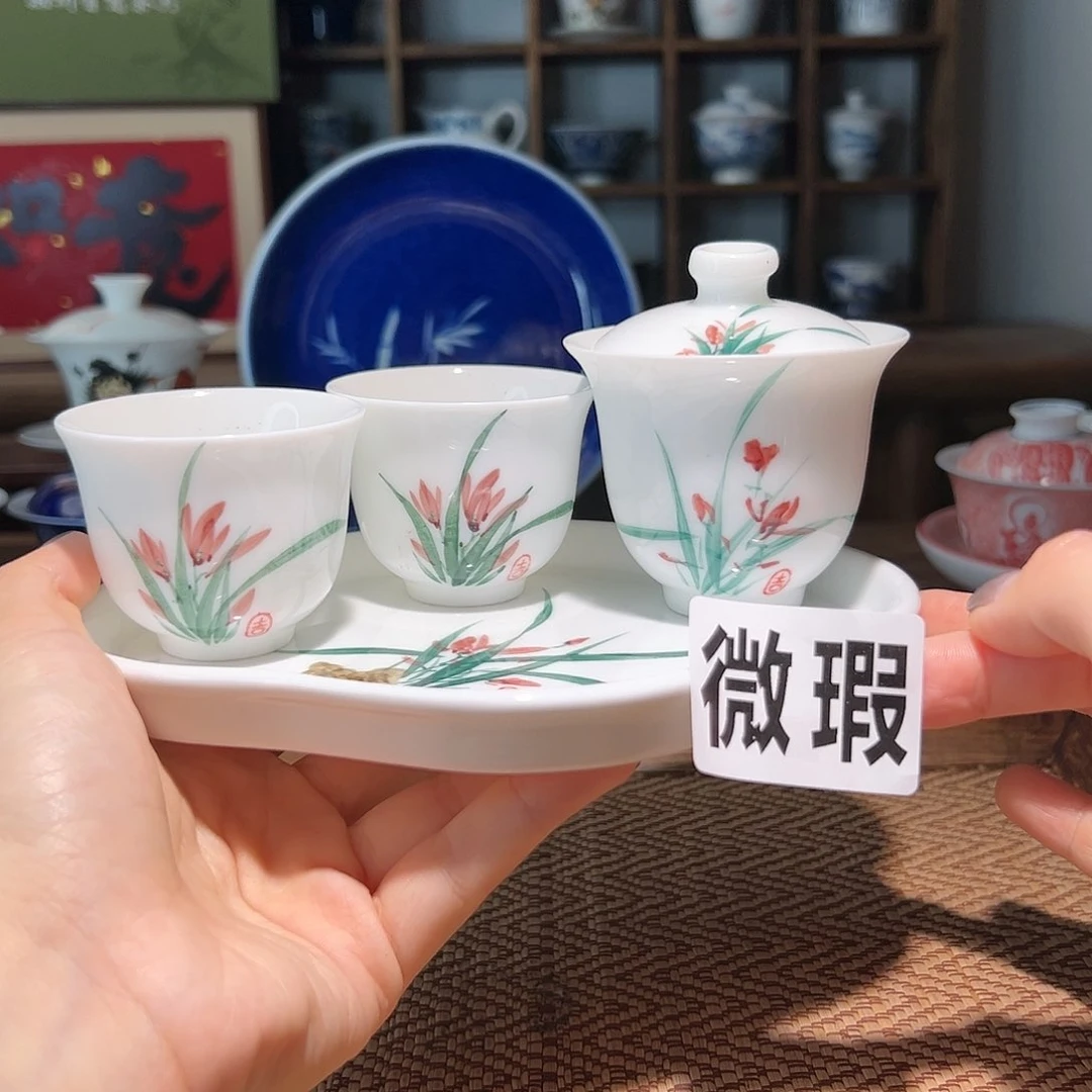 【闪购商品】微瑕 手绘 盖碗