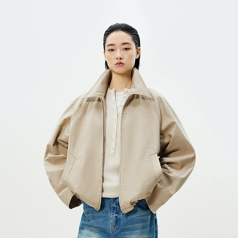 【商场同款】LESS2025年春新款休闲宽松翻领长袖夹克2P1612910