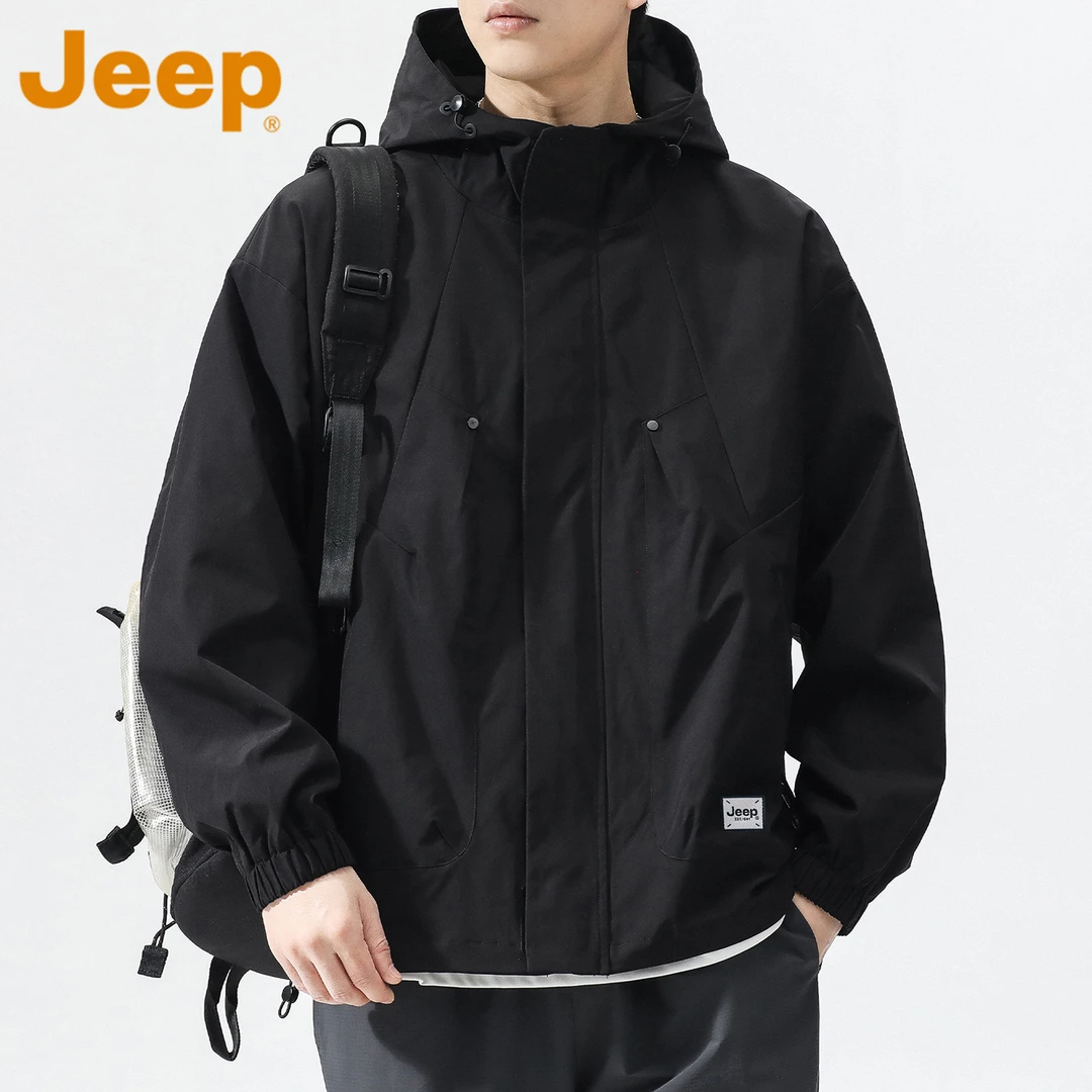 JEEP吉普美式连帽冲锋夹克男款秋冬季2025新款防泼水宽松休闲外套