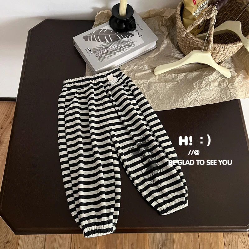 【现货】郝叔童品春季新款潮流洋气条纹长裤2025时尚高货韩版HL5111
