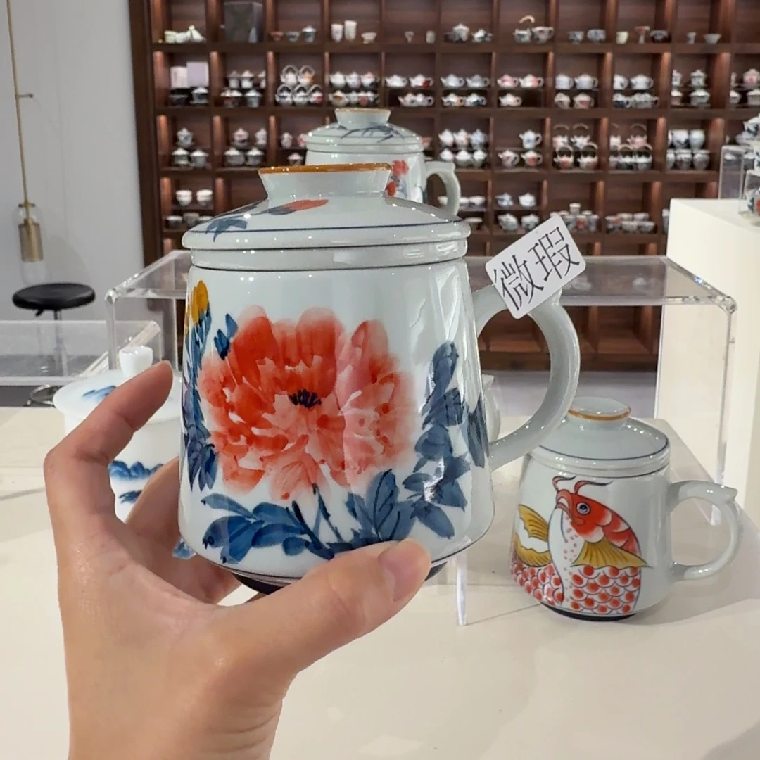釉下手绘茶具微瑕