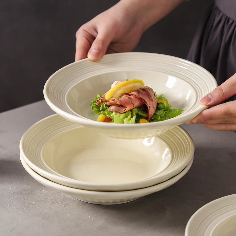 川岛屋草帽盘陶瓷盘子家用特别好看的西餐餐盘高级感炒菜盘深盘碟