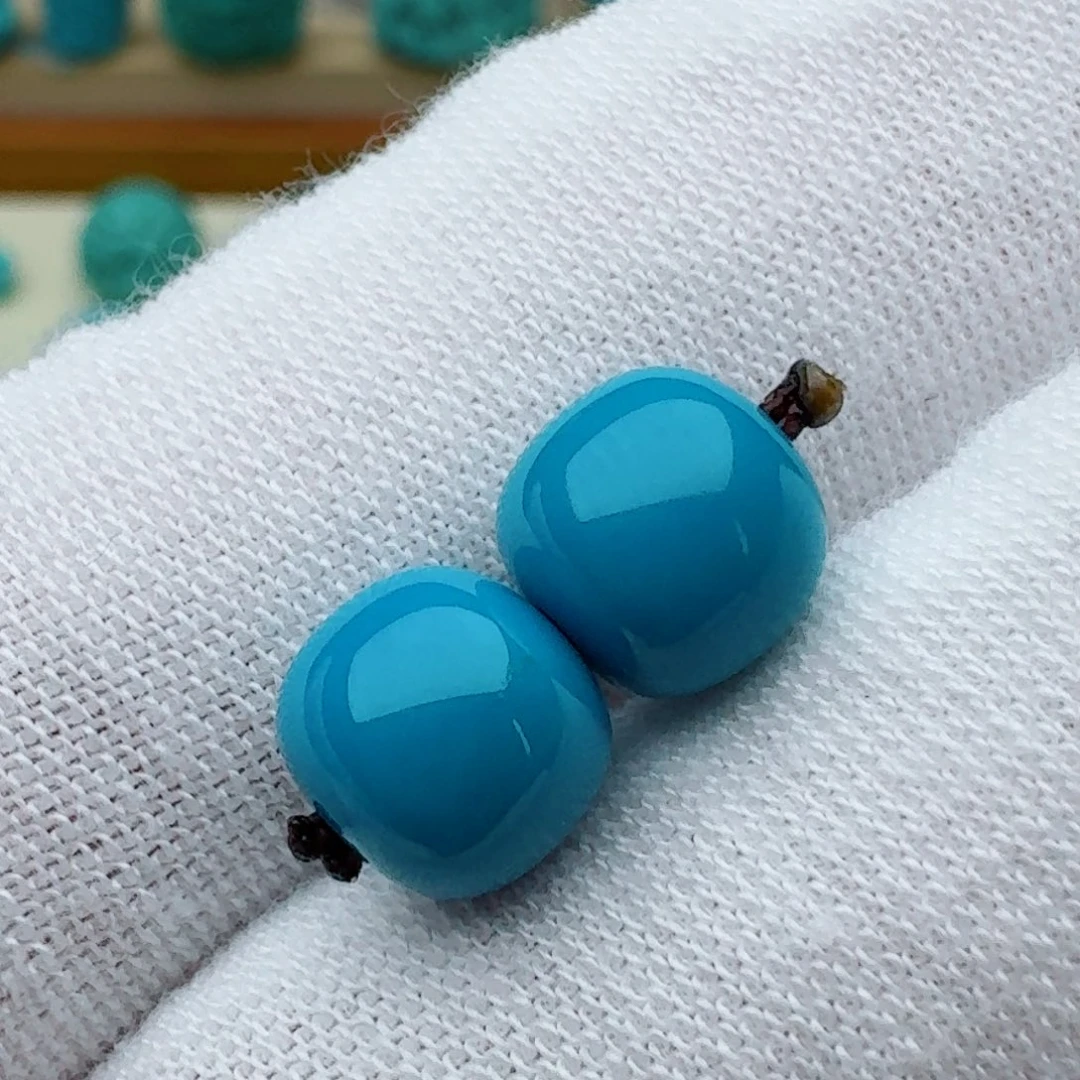 绿松石未镶嵌老型对珠7.9