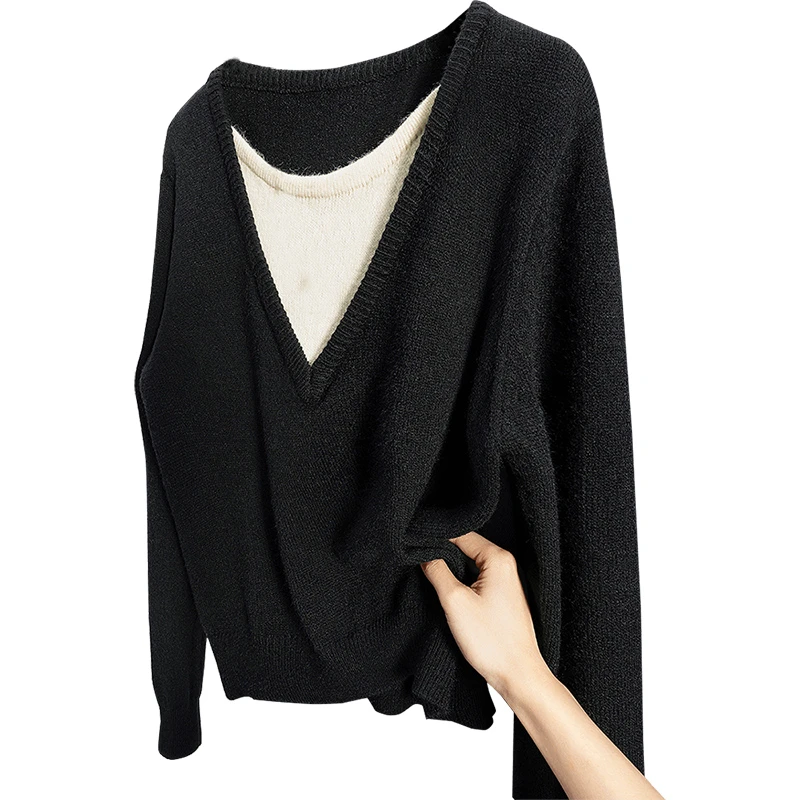 丝柏舍2025夏季商场同款拼接假两件圆领针织衫S51F0027Z