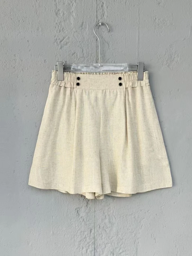 【可宝高端自营】NE2025夏款天然亚麻高阶肌理感A字短裤2096 Q