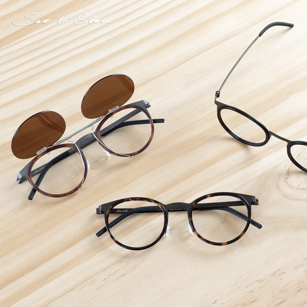 正确版！姜文同款眼镜9704徐峥手工超轻纯钛无螺丝镜框玳瑁色墨镜