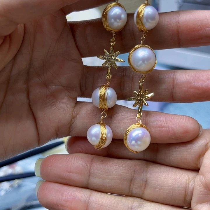 淡水珍珠胸饰银S925镶嵌